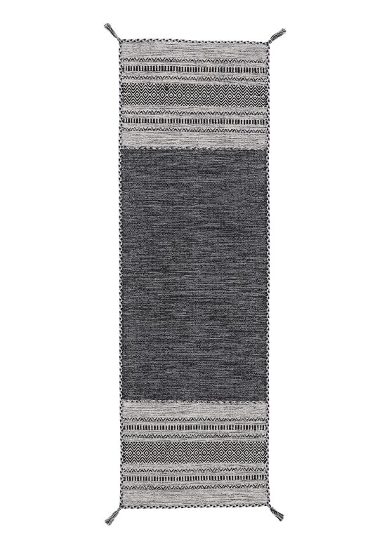 Tappeto a tessitura Kilim Azizi passatoia Nero