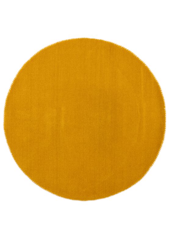 Tappeto di lana Gabbeh Uni rotondo Giallo