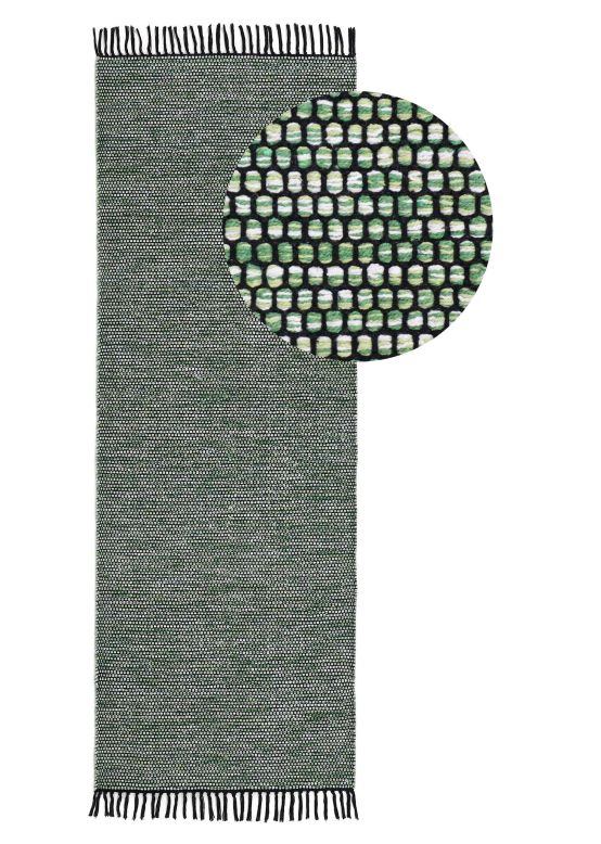 Tappeto a tessitura Kilim Nadi passatoia Verde