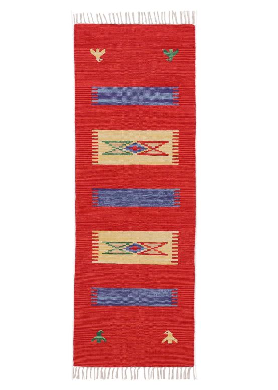 Tappeto a tessitura Kilim Dodi passatoia Rosso