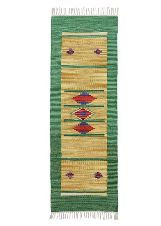 Tappeto a tessitura Kilim Nilay passatoia Verde