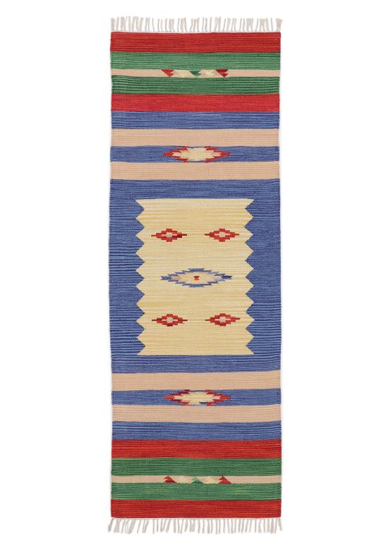 Tappeto a tessitura Kilim Mira passatoia Blu