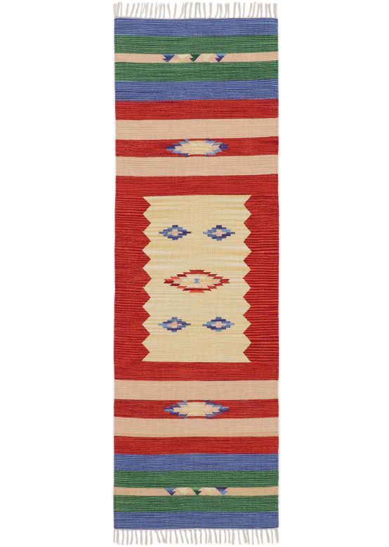 Tappeto a tessitura Kilim Mira passatoia Rosso