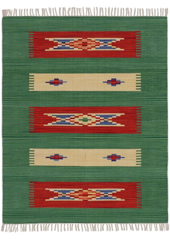 Tappeto a tessitura Kilim Tara Verde