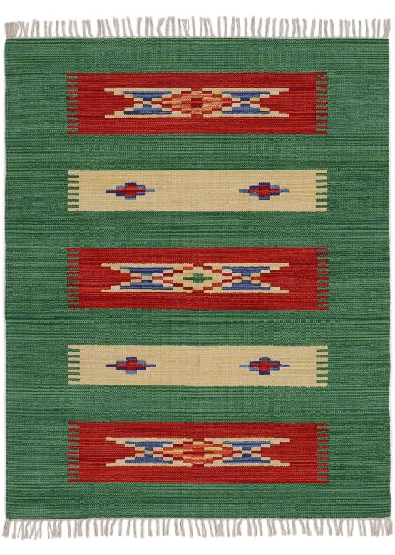 Tappeto a tessitura Kilim Tara Verde