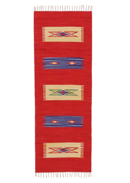 Tappeto a tessitura Kilim Tara passatoia Rosso