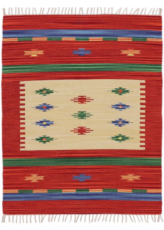 Tappeto a tessitura Kilim Shiva Rosso