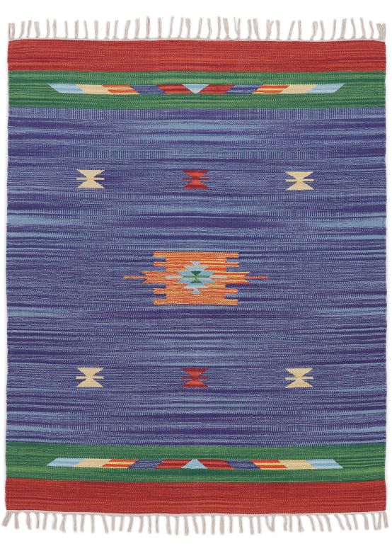 Tappeto a tessitura Kilim Amal Blu