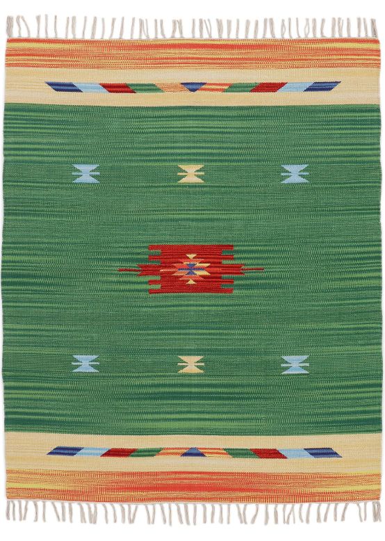 Tappeto a tessitura Kilim Amal Verde