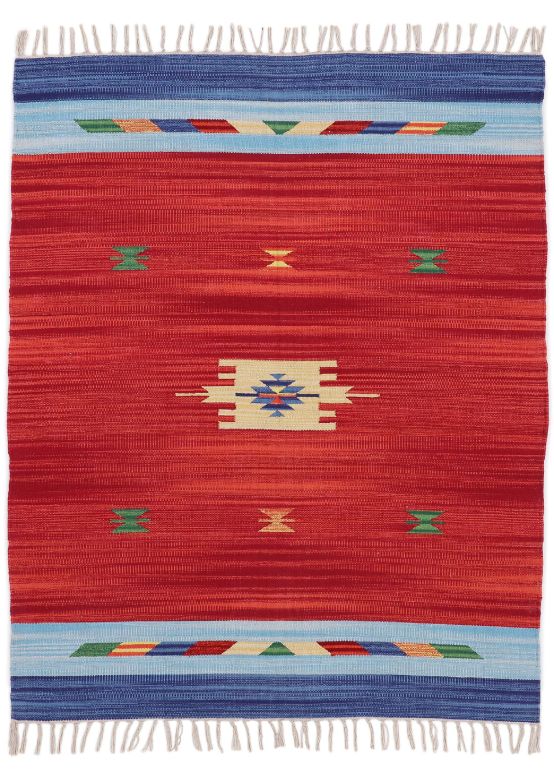 Tappeto a tessitura Kilim Amal Rosso