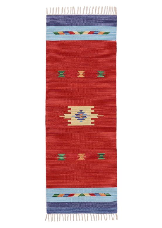 Tappeto a tessitura Kilim Amal passatoia Rosso