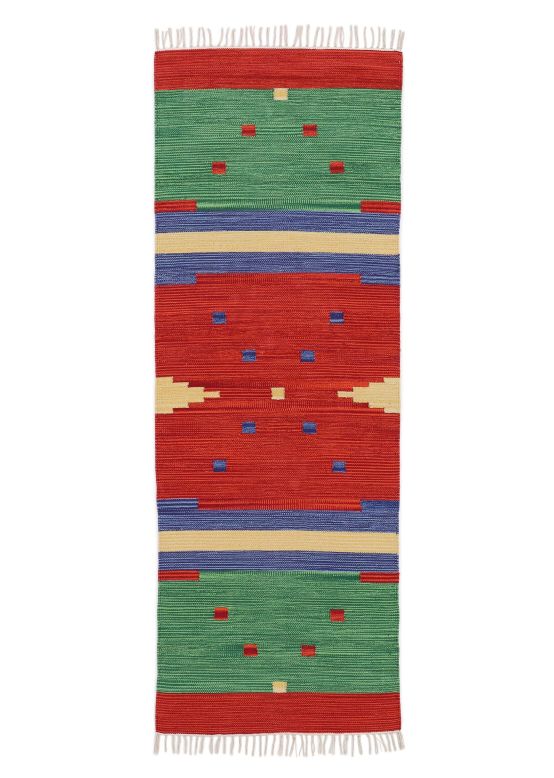 Tappeto a tessitura Kilim Amar passatoia Rosso