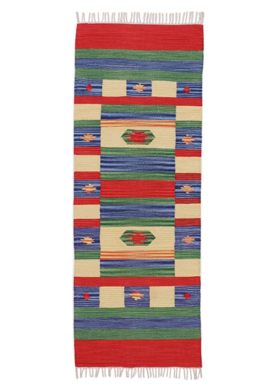 Tappeto a tessitura Kilim Mirza passatoia Blu