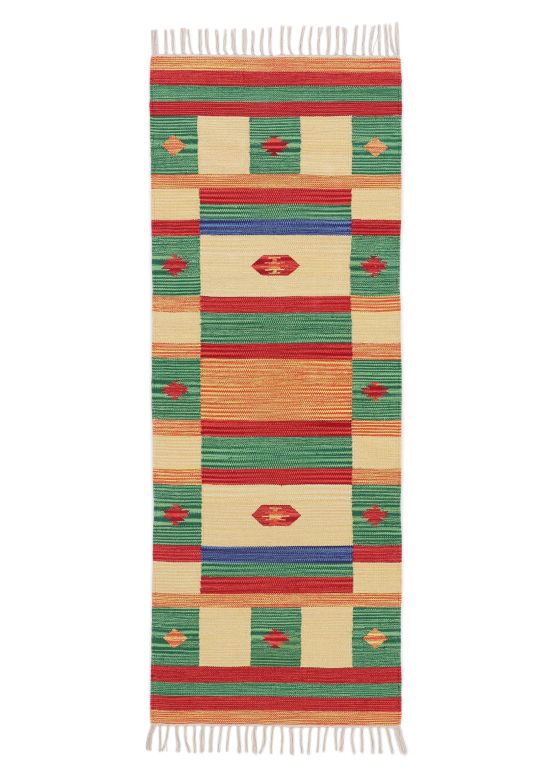 Tappeto a tessitura Kilim Mirza passatoia Verde