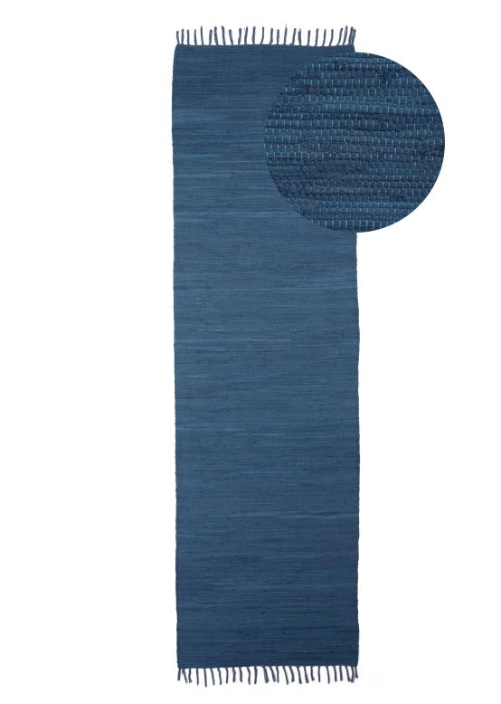 Tappeto a tessitura Kilim Chindi passatoia Blu